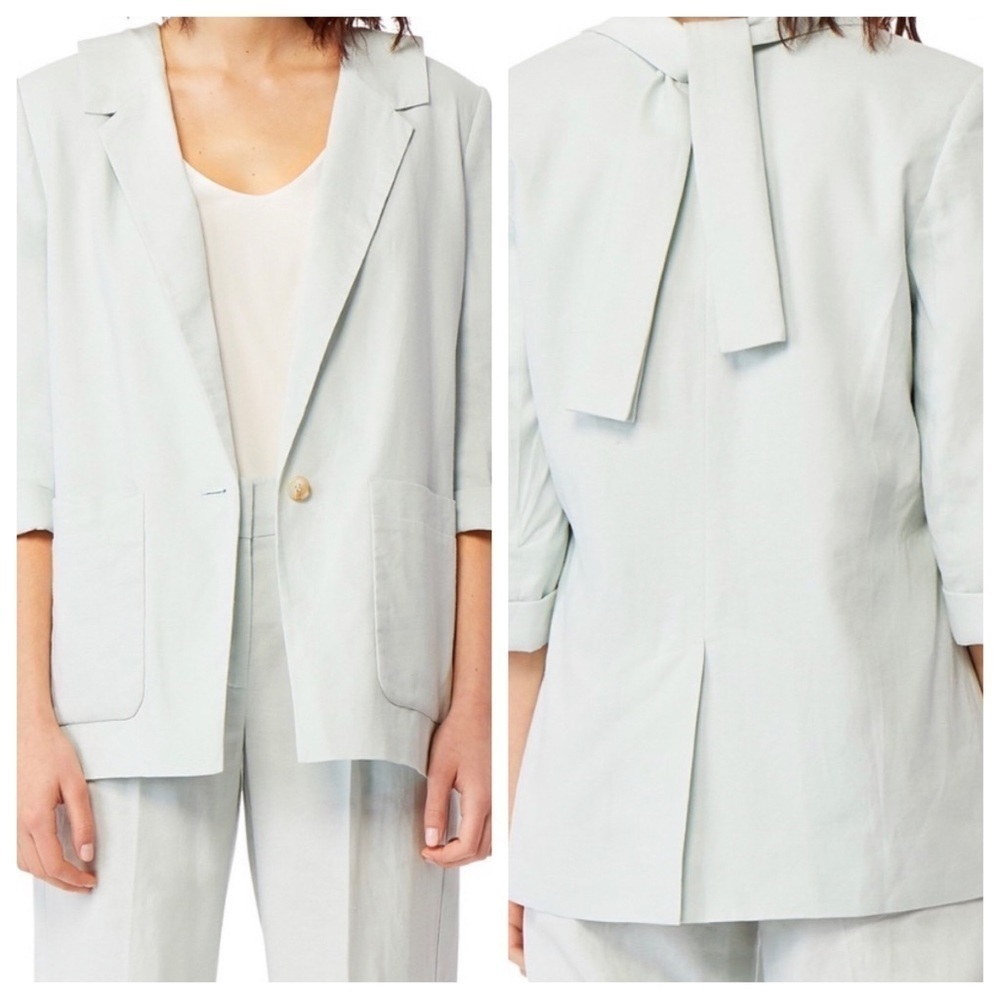 Habitual Nat boxy linen blend blazer in sky gray